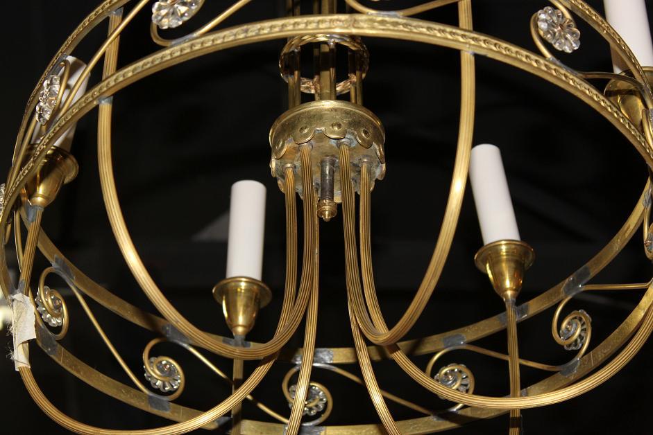 Pair French Brass Chandeliers
