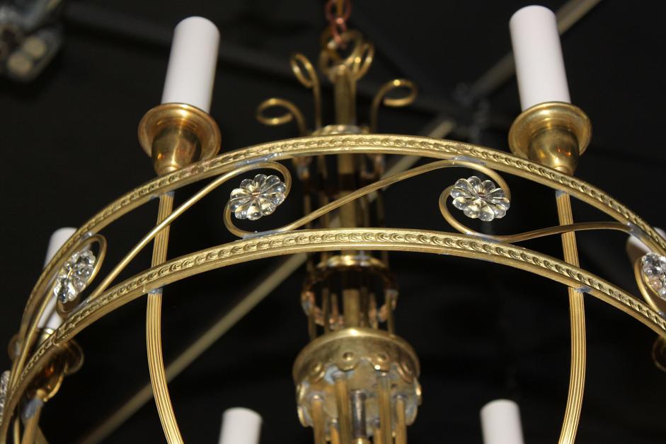 Pair French Brass Chandeliers