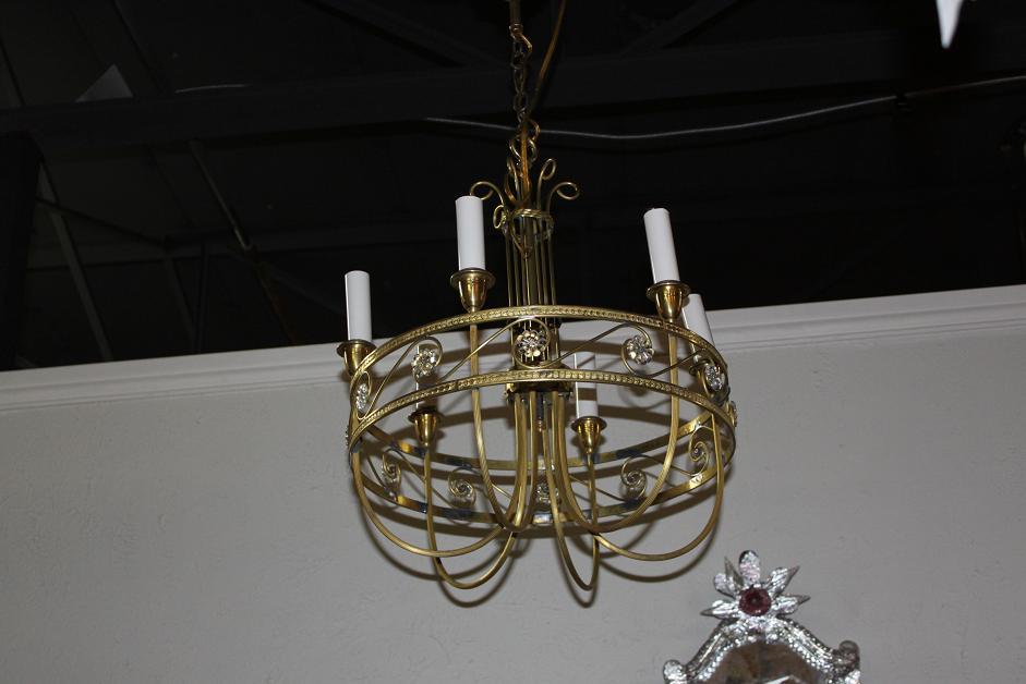 Pair French Brass Chandeliers