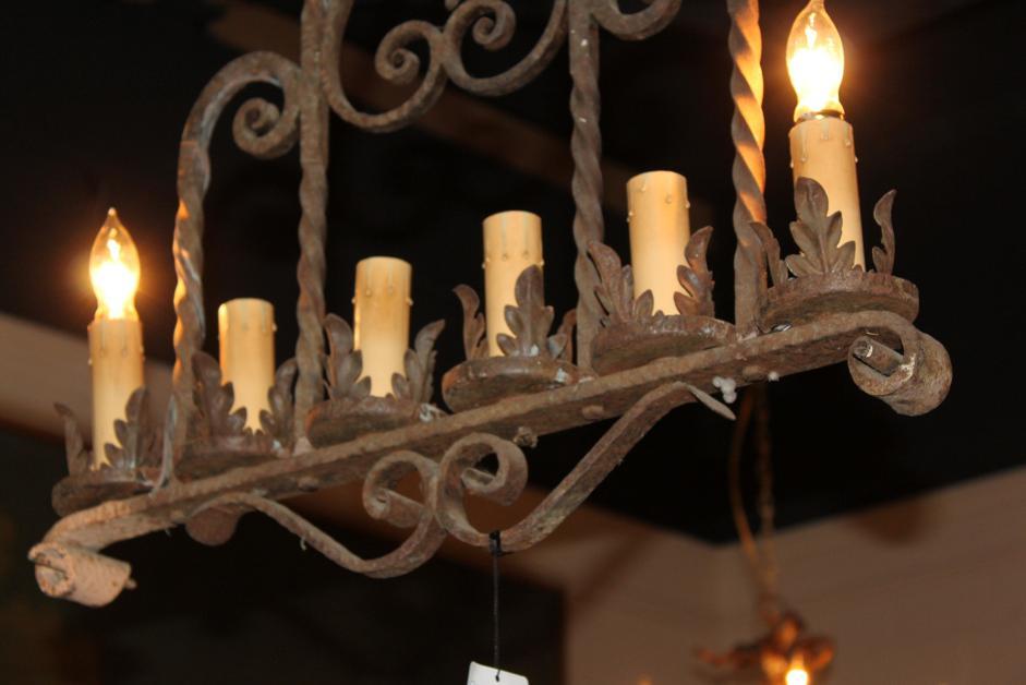 Pair Heavy Iron Chandeliers