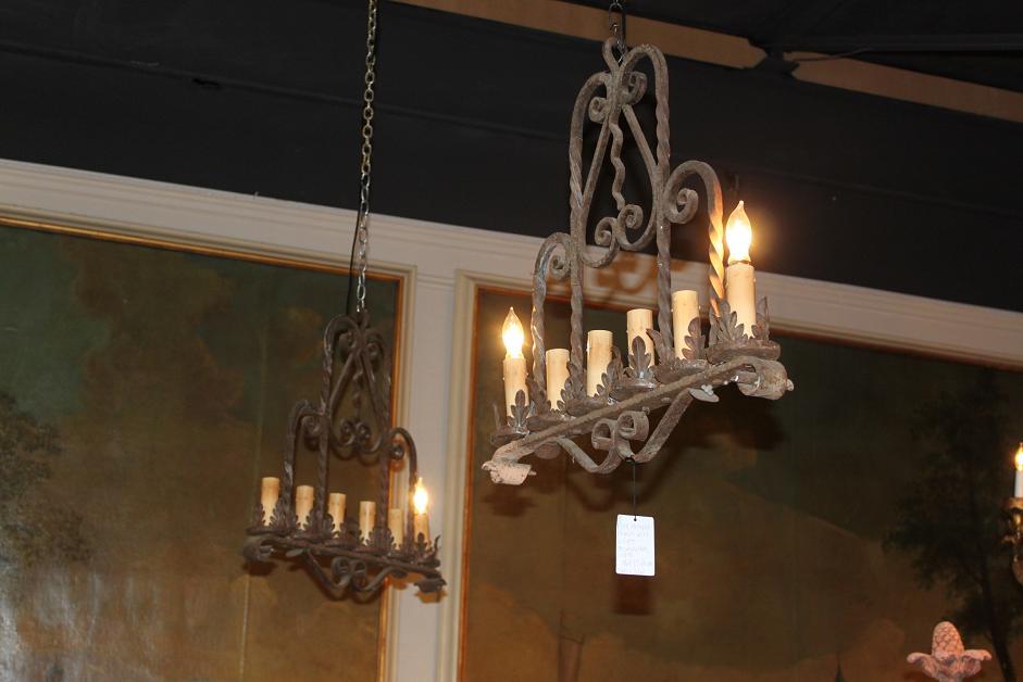 Pair Heavy Iron Chandeliers