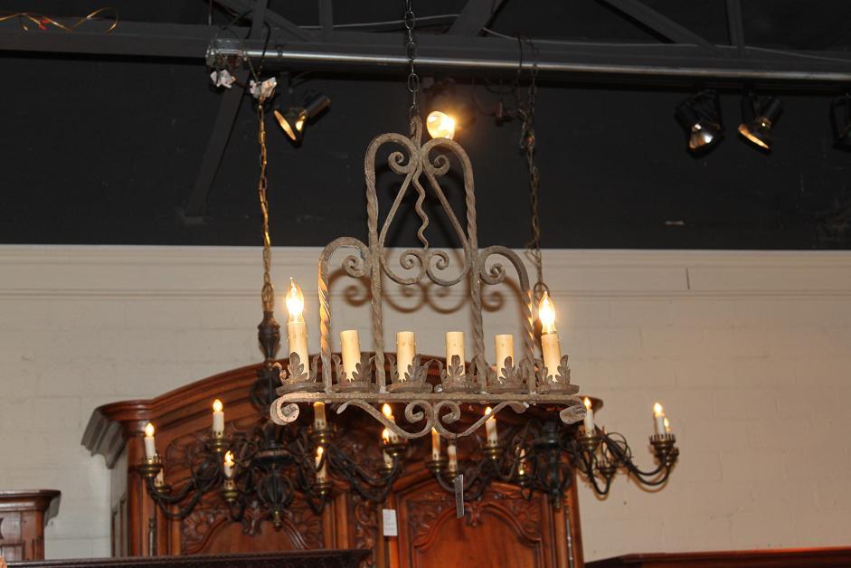 Pair Heavy Iron Chandeliers