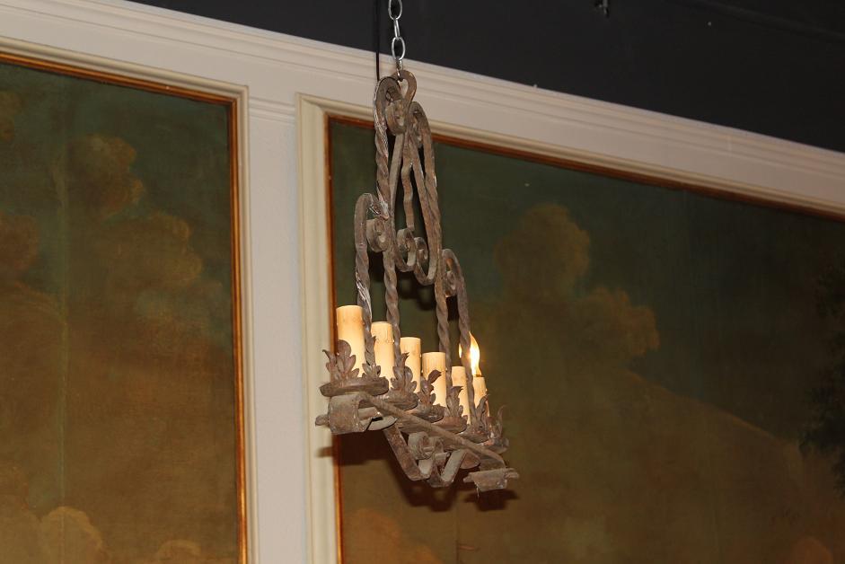 Pair Heavy Iron Chandeliers