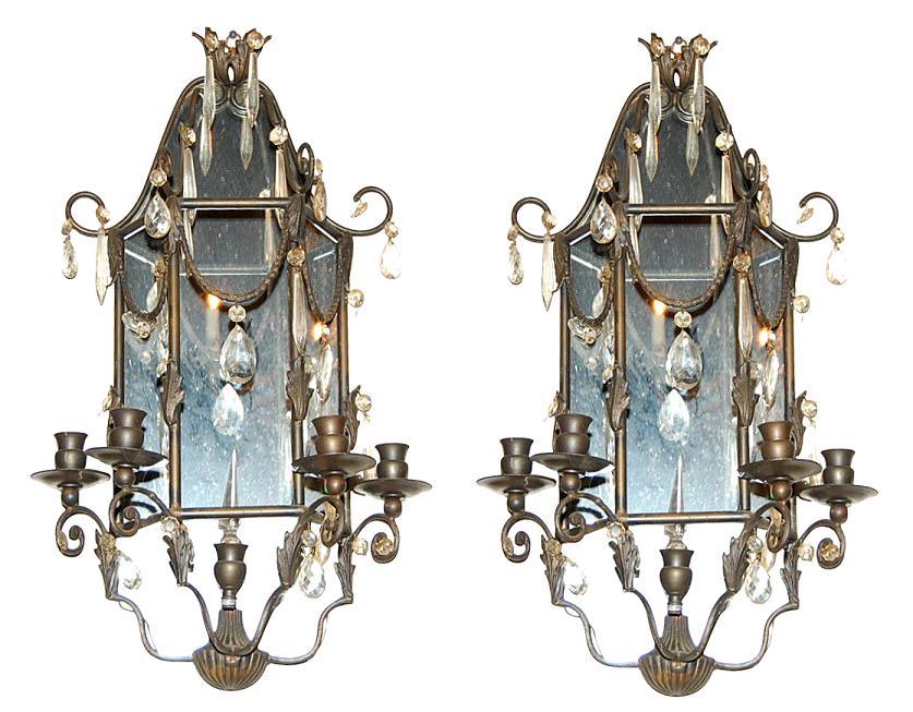 Pair Mirrored Sconces
