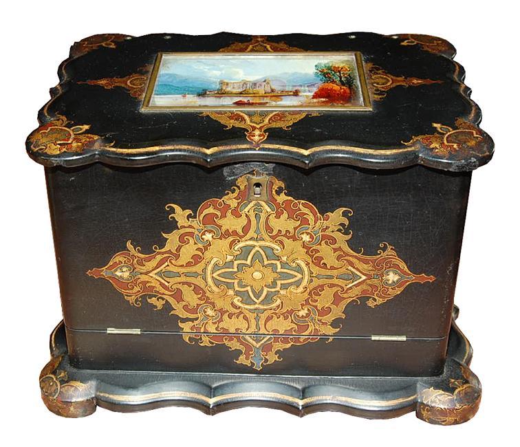 English Lacquered Stationary Box