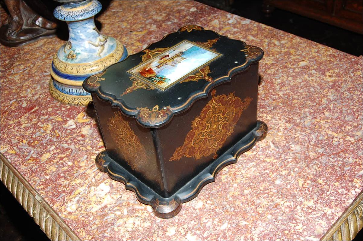 English Lacquered Stationary Box