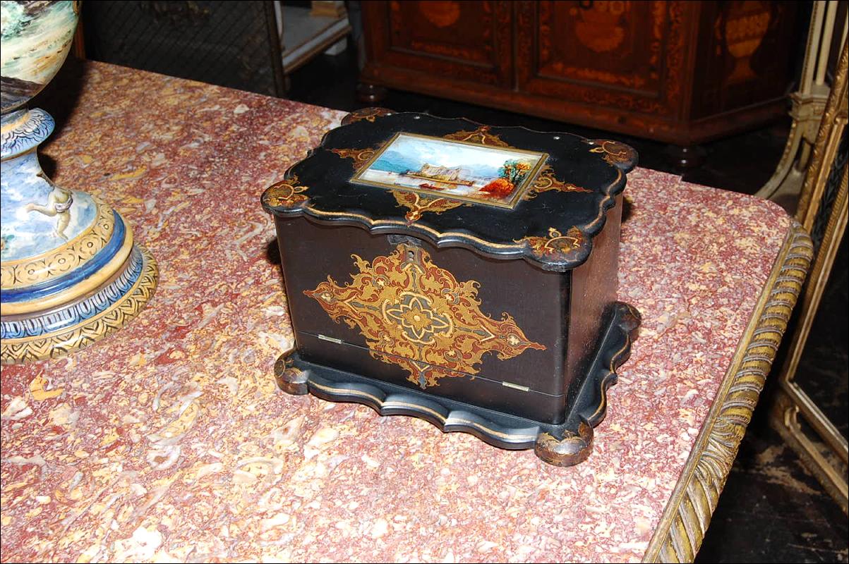 English Lacquered Stationary Box