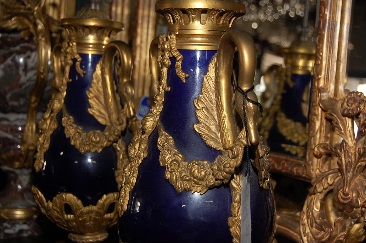 French Cobalt & Bronze Cassollettes
