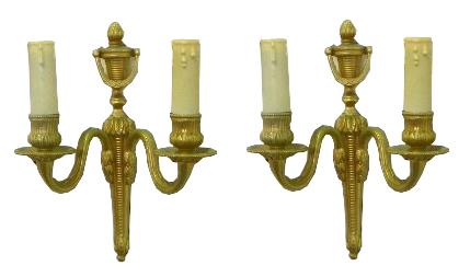 Petite Pair Bronze Sconces