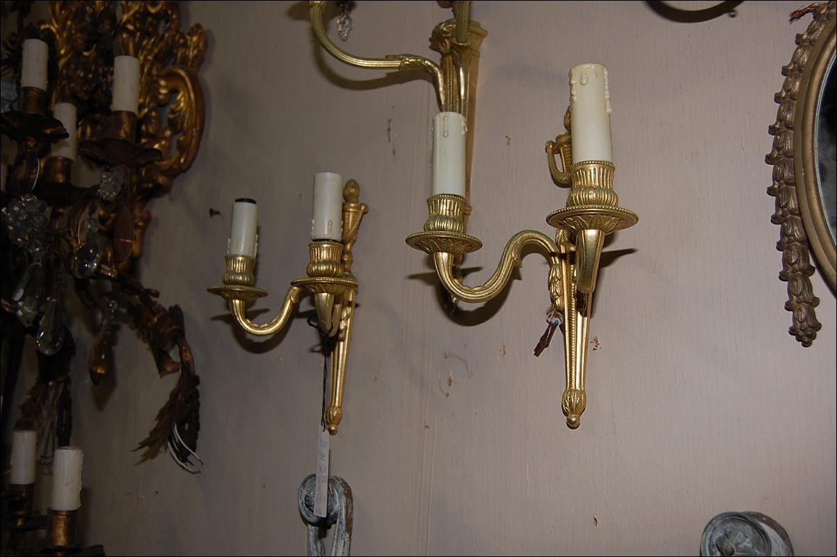 Petite Pair Bronze Sconces