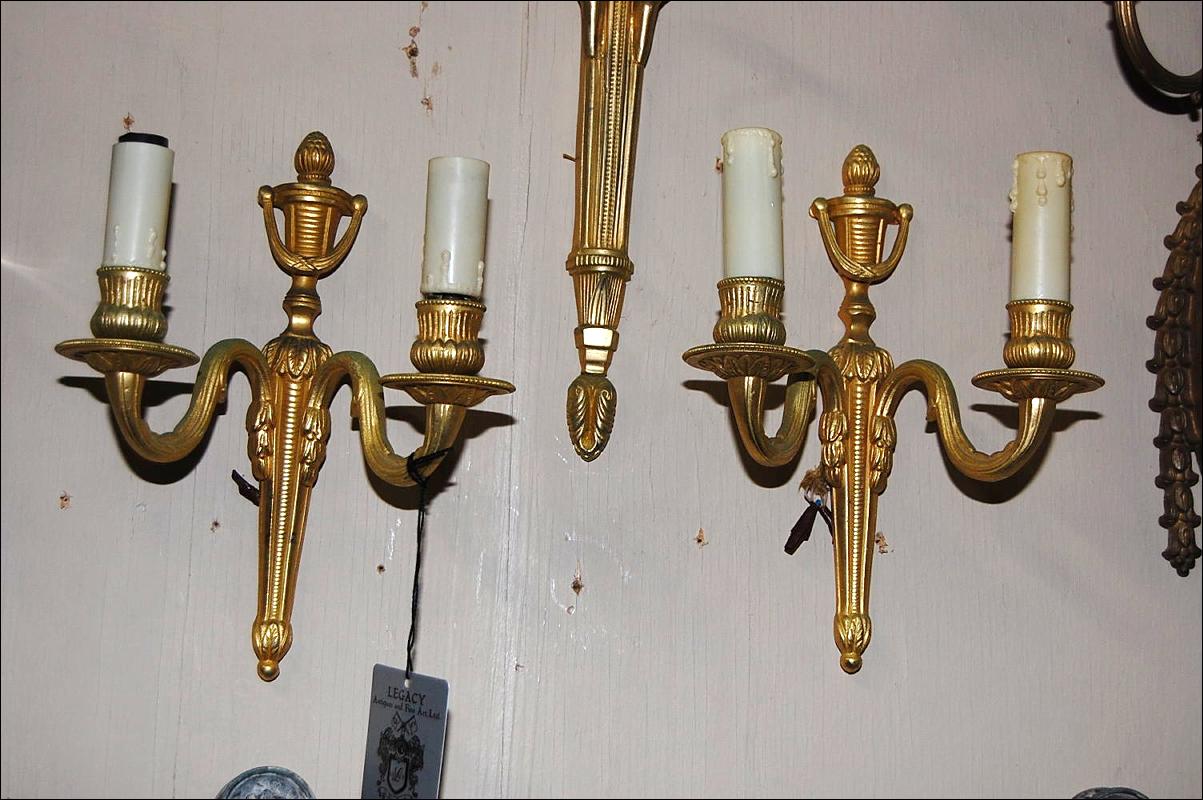 Petite Pair Bronze Sconces