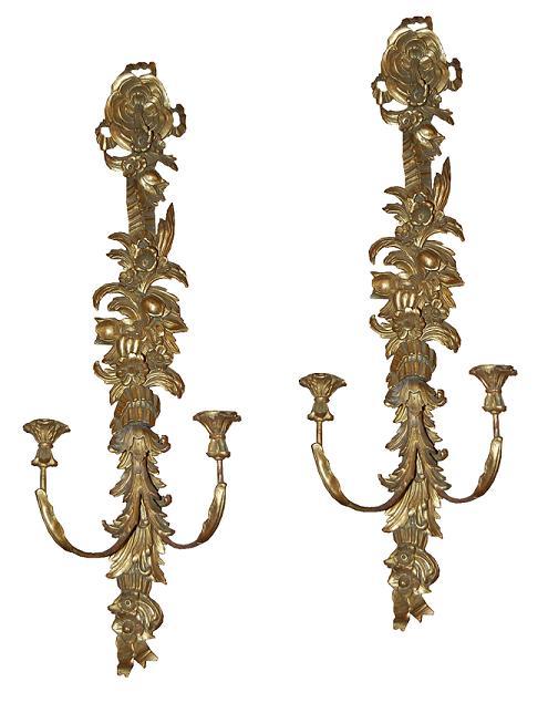 Pair Italian Giltwood Sconces