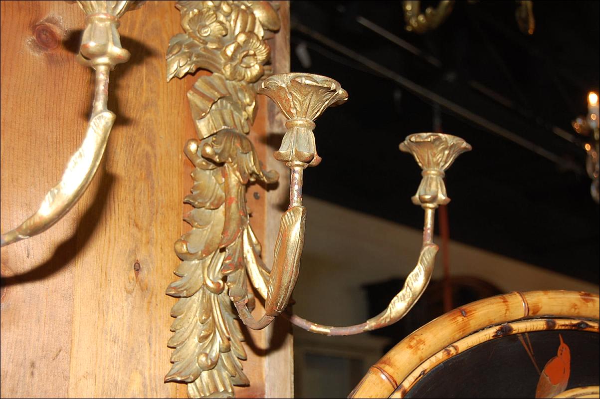 Pair Italian Giltwood Sconces