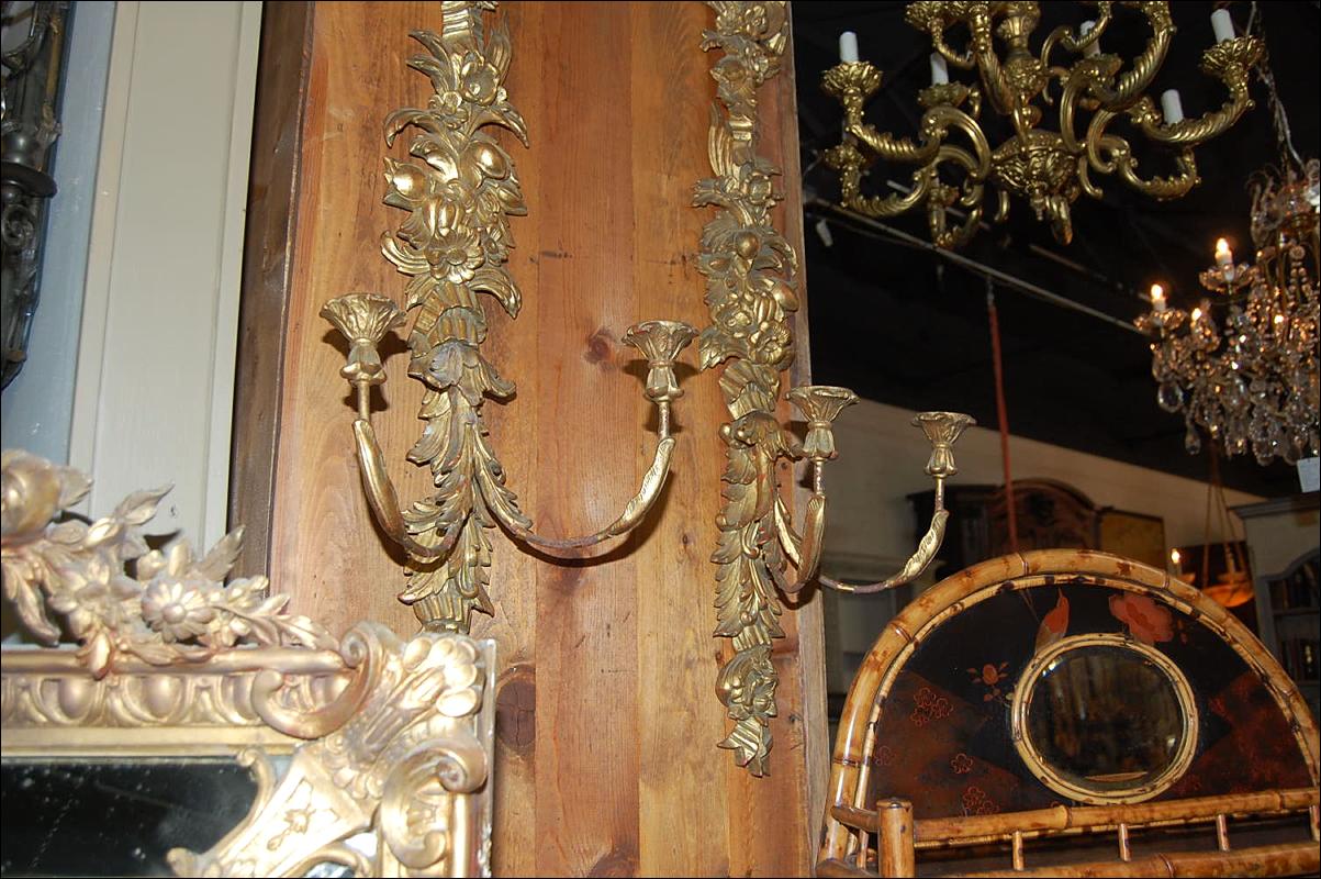 Pair Italian Giltwood Sconces