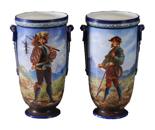 Pair Continental Porcelain Vases