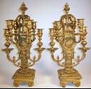 Pair Ornate Bronze Candelabra
