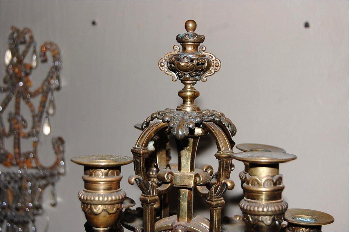 Pair Ornate Bronze Candelabra