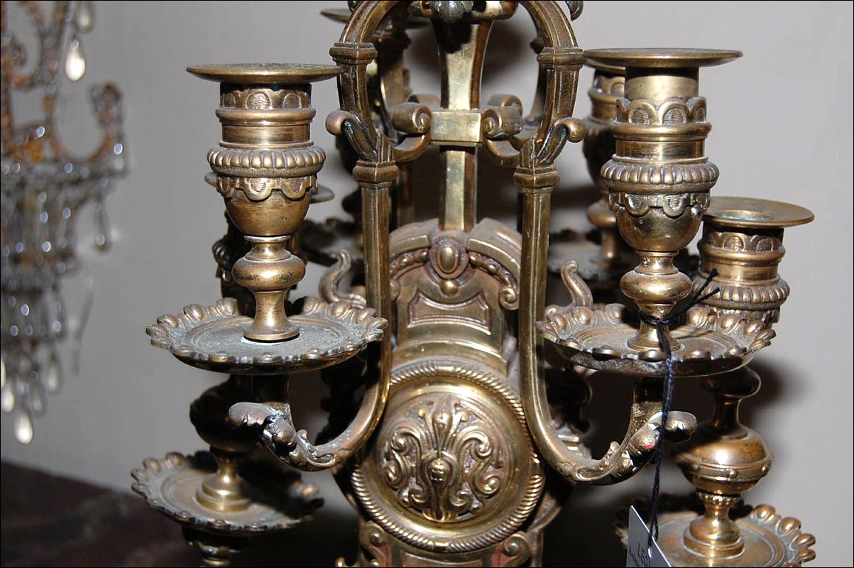 Pair Ornate Bronze Candelabra
