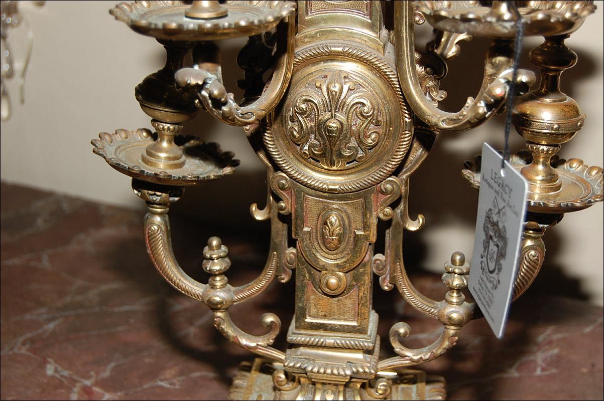 Pair Ornate Bronze Candelabra