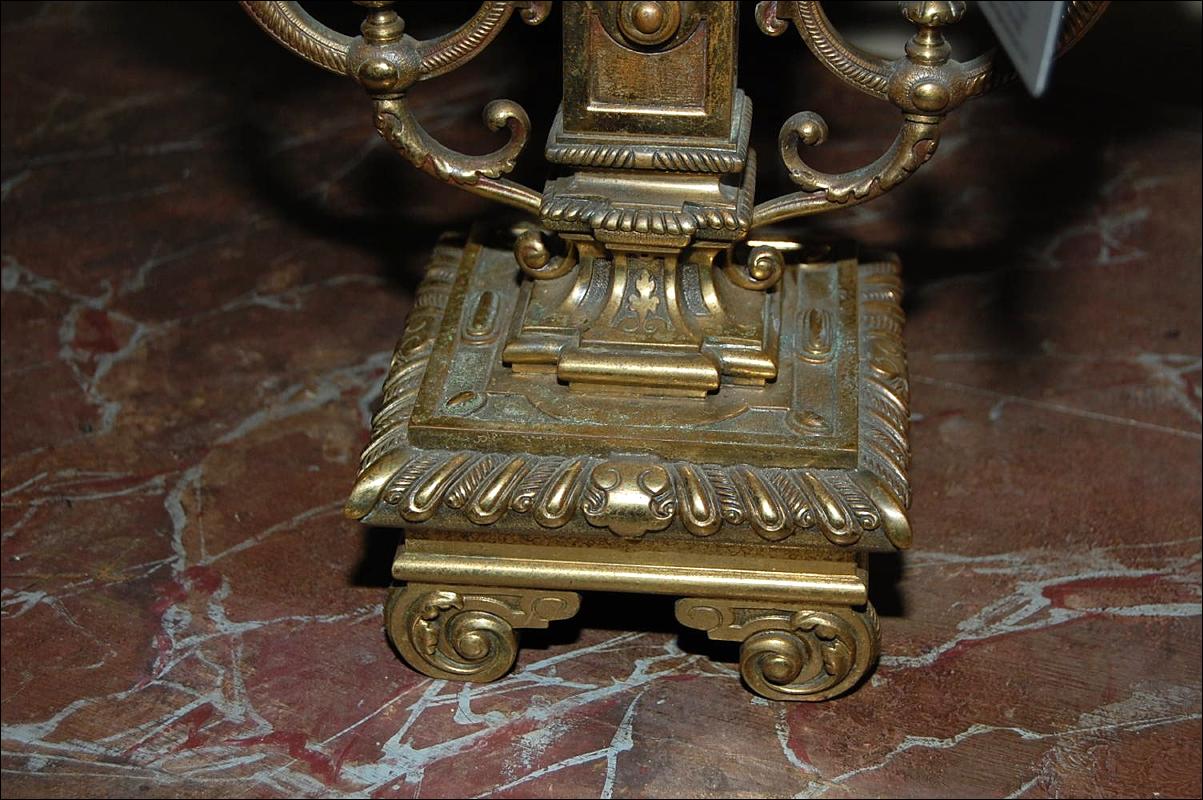 Pair Ornate Bronze Candelabra