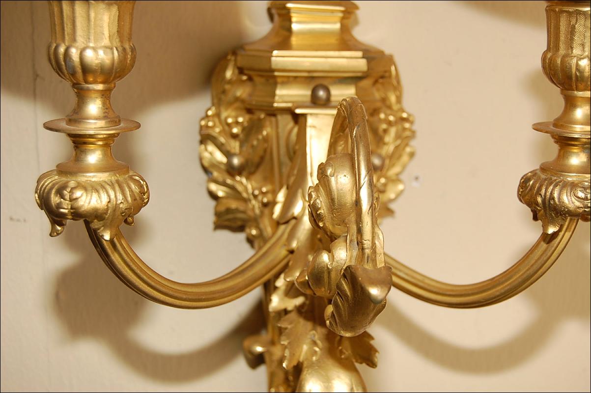 Pair Dore Bronze Sconces