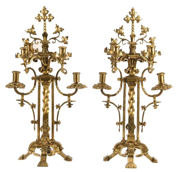 Pair Bronze Candelabra