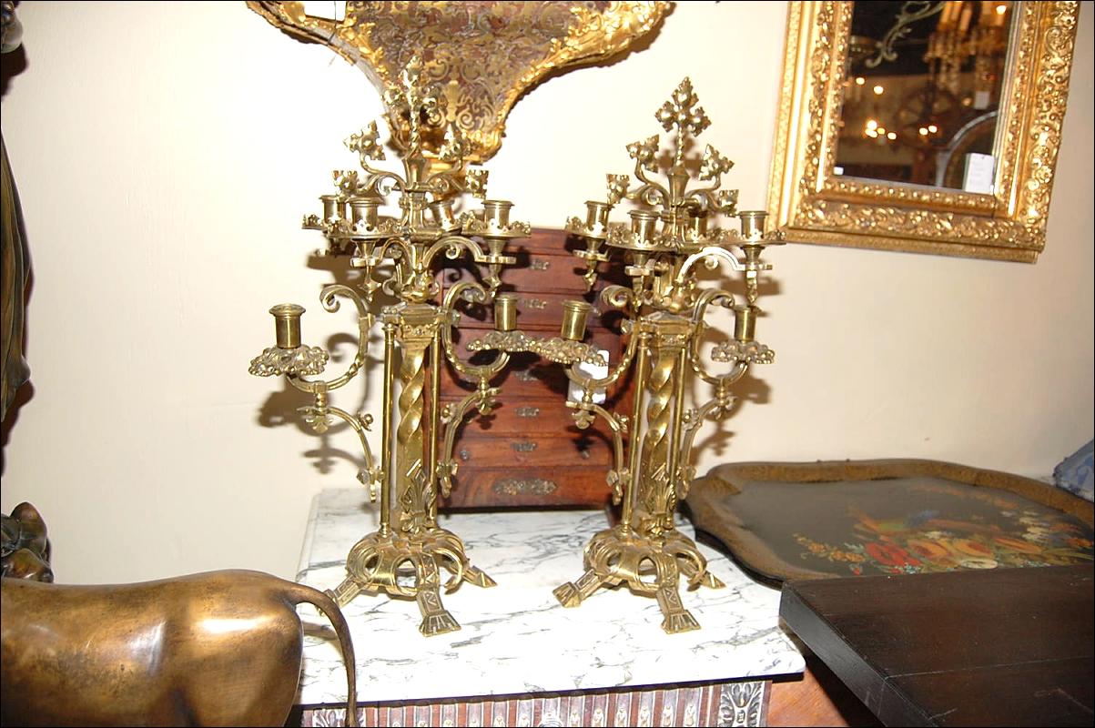 Pair Bronze Candelabra