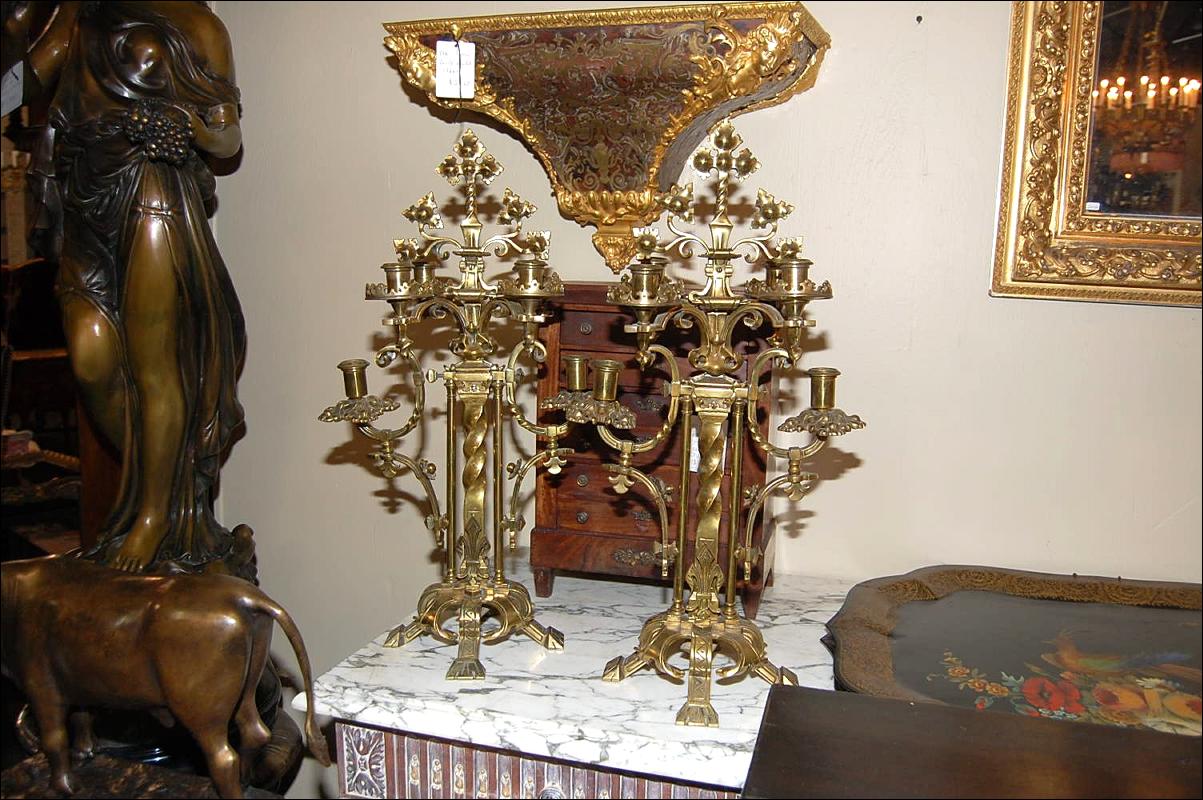 Pair Bronze Candelabra