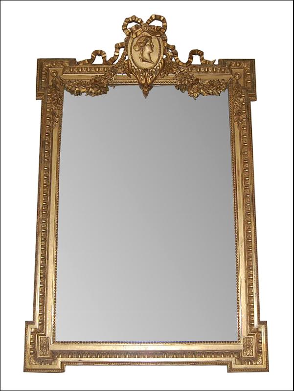 French Etched Giltwood Mirror