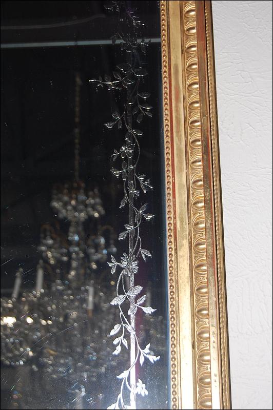 French Etched Giltwood Mirror