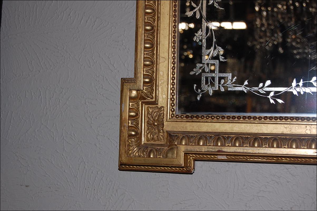 French Etched Giltwood Mirror