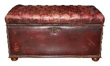 Antique Leather Tufted Trunk