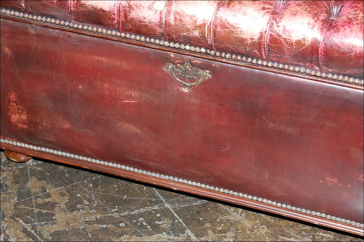 Antique Leather Tufted Trunk