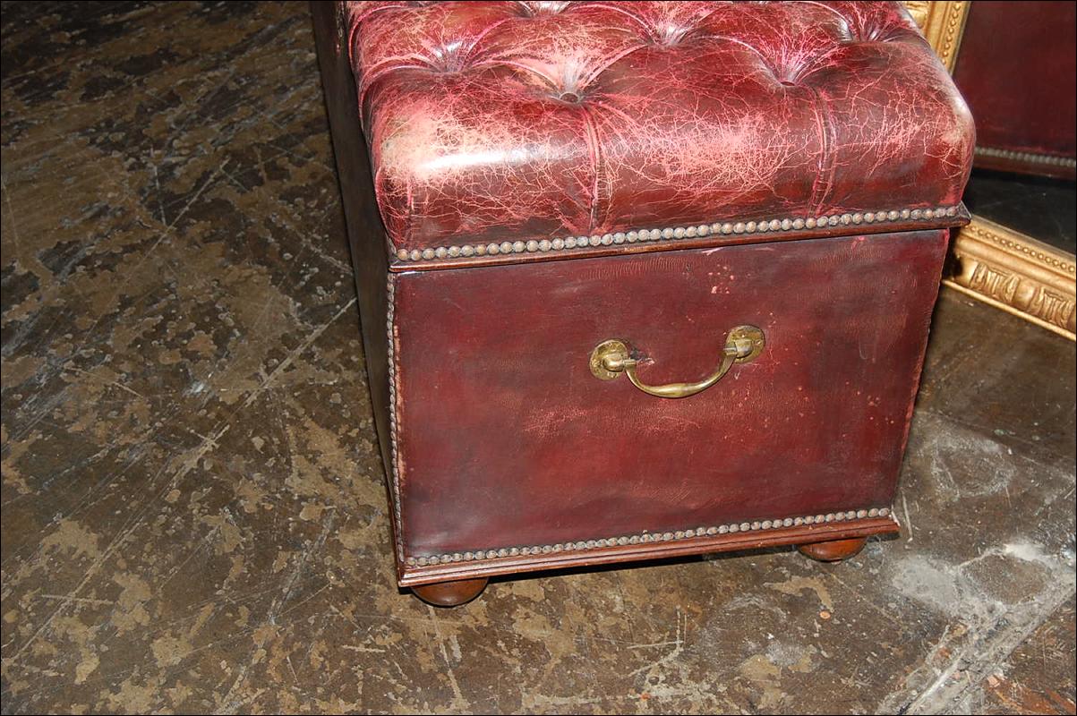 Antique Leather Tufted Trunk