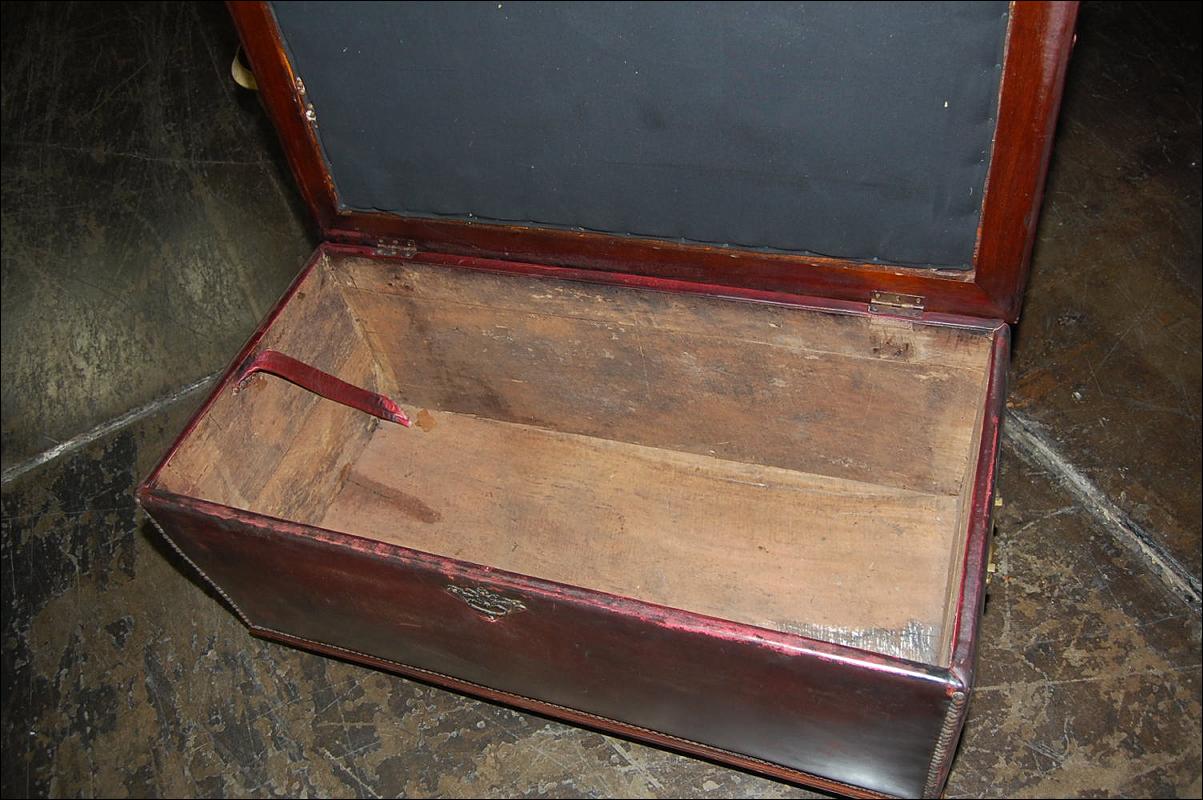 Antique Leather Tufted Trunk