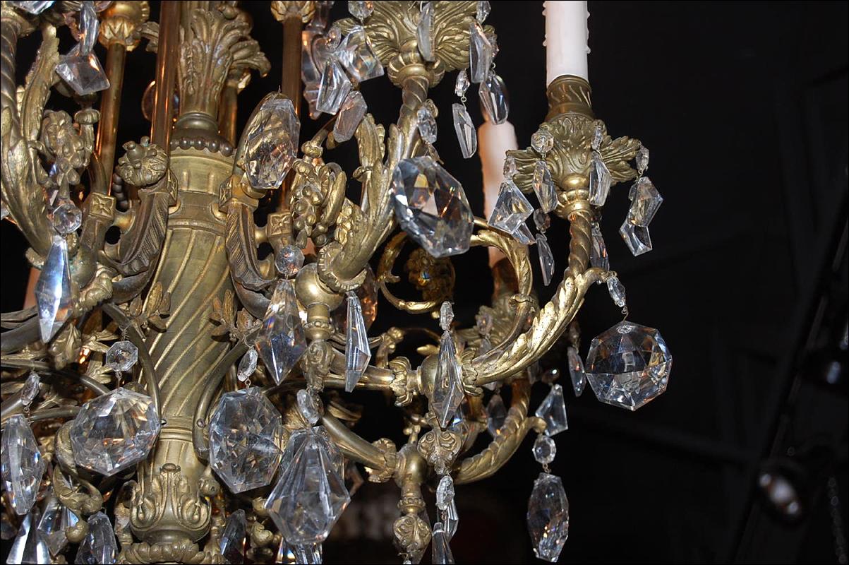 French Bronze & Crystal Chandelier