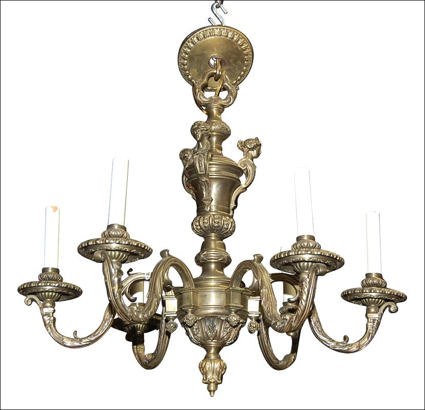Figural Bronze Chandelier
