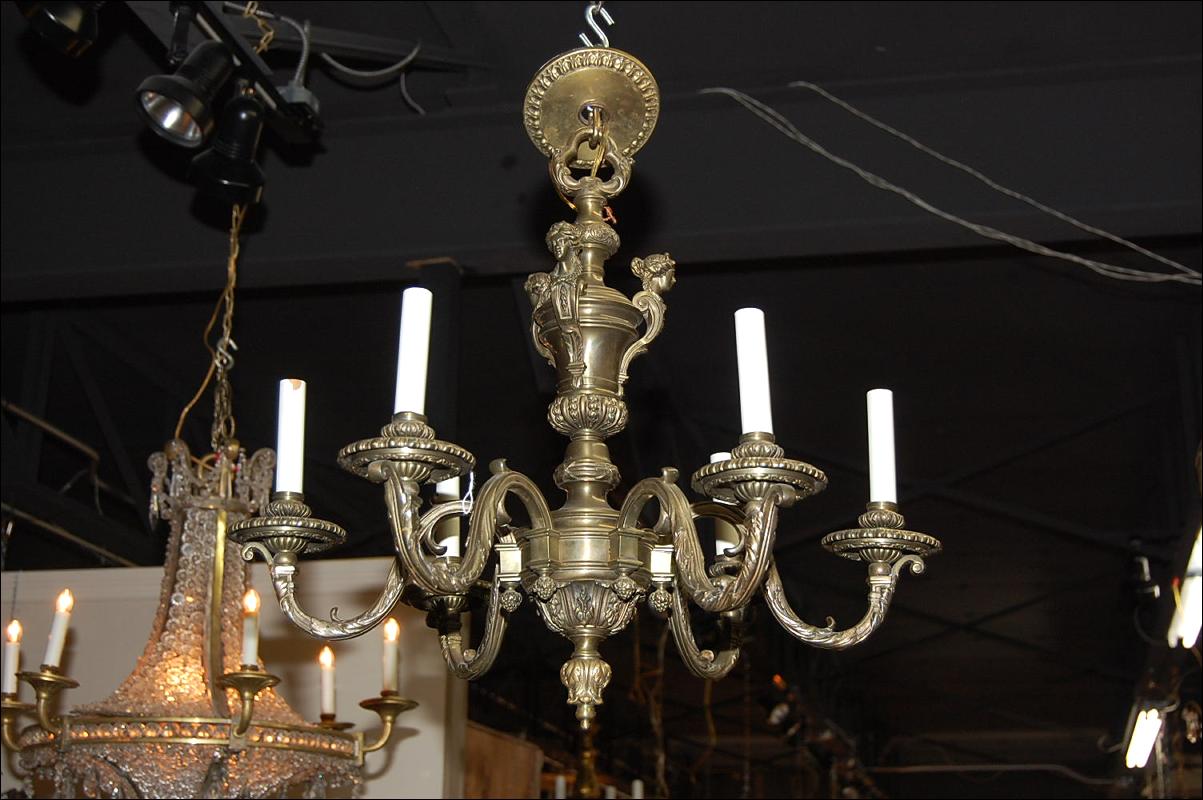 Figural Bronze Chandelier