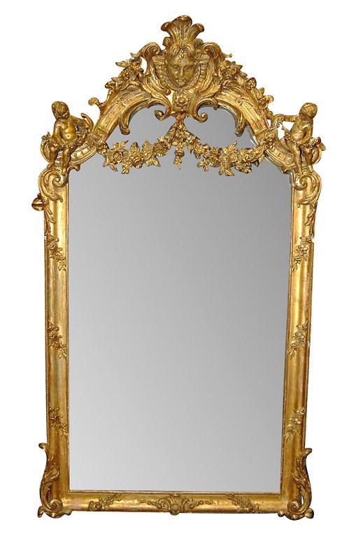 French Giltwood Cherub Mirror