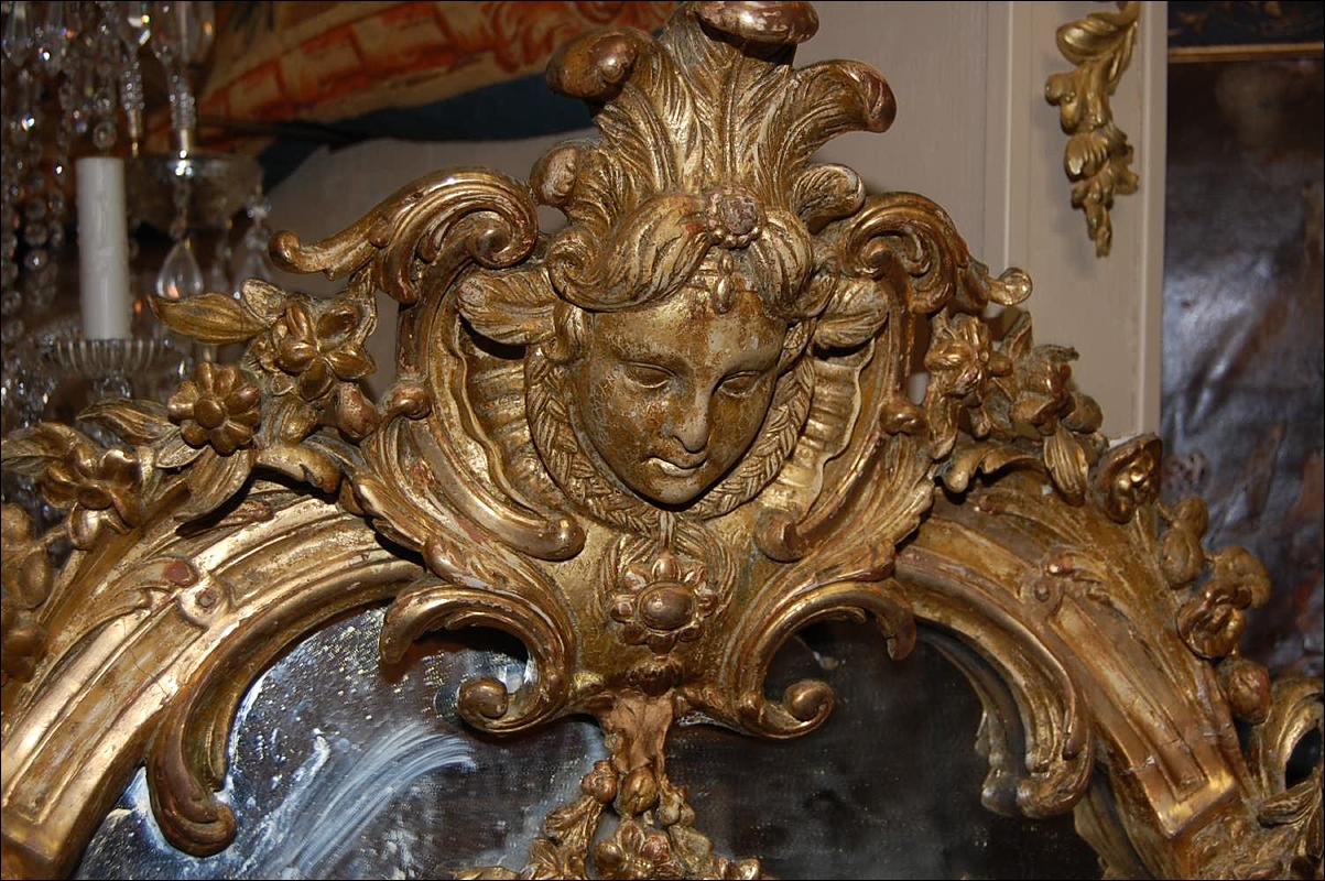 French Giltwood Cherub Mirror