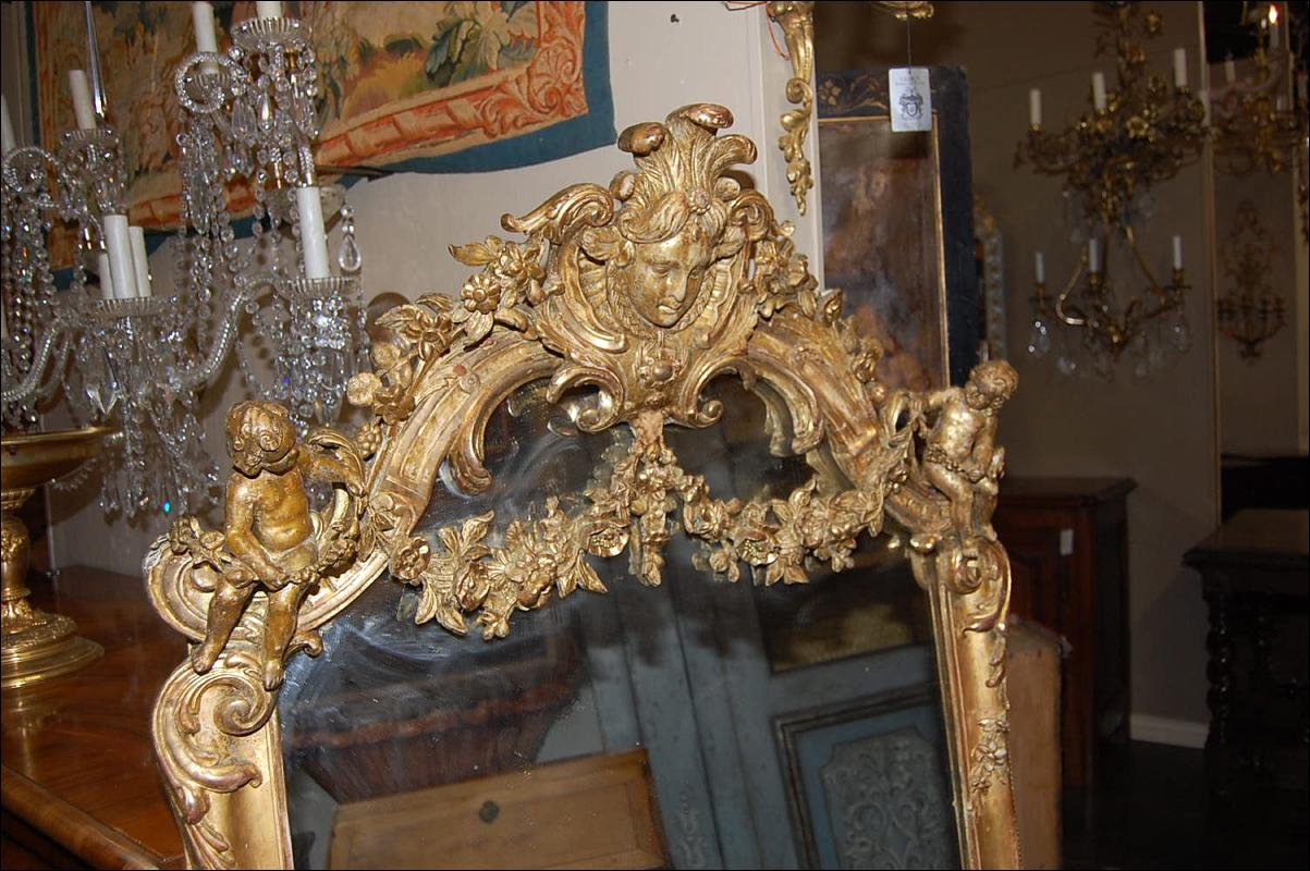 French Giltwood Cherub Mirror