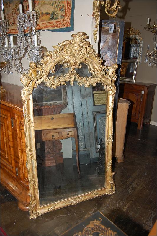 French Giltwood Cherub Mirror