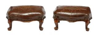 Petite Pair Leather Foot Stools