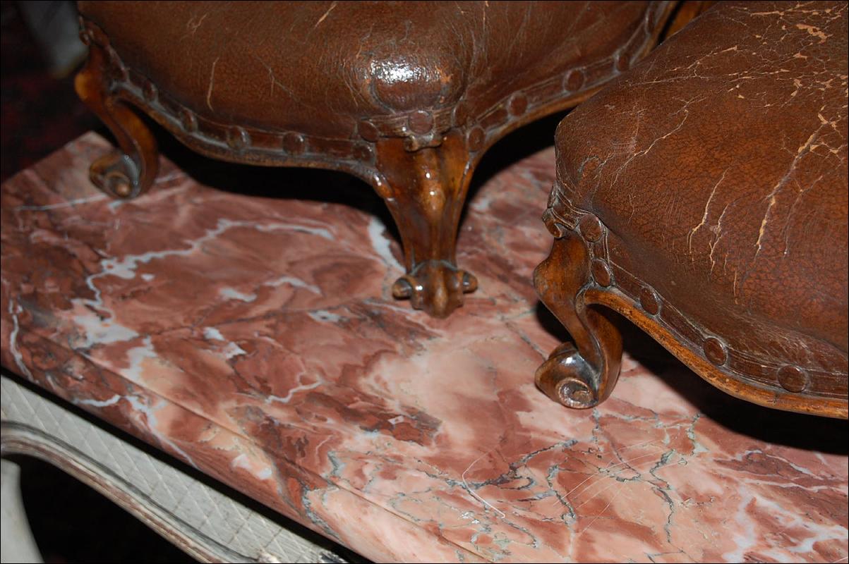 Petite Pair Leather Foot Stools