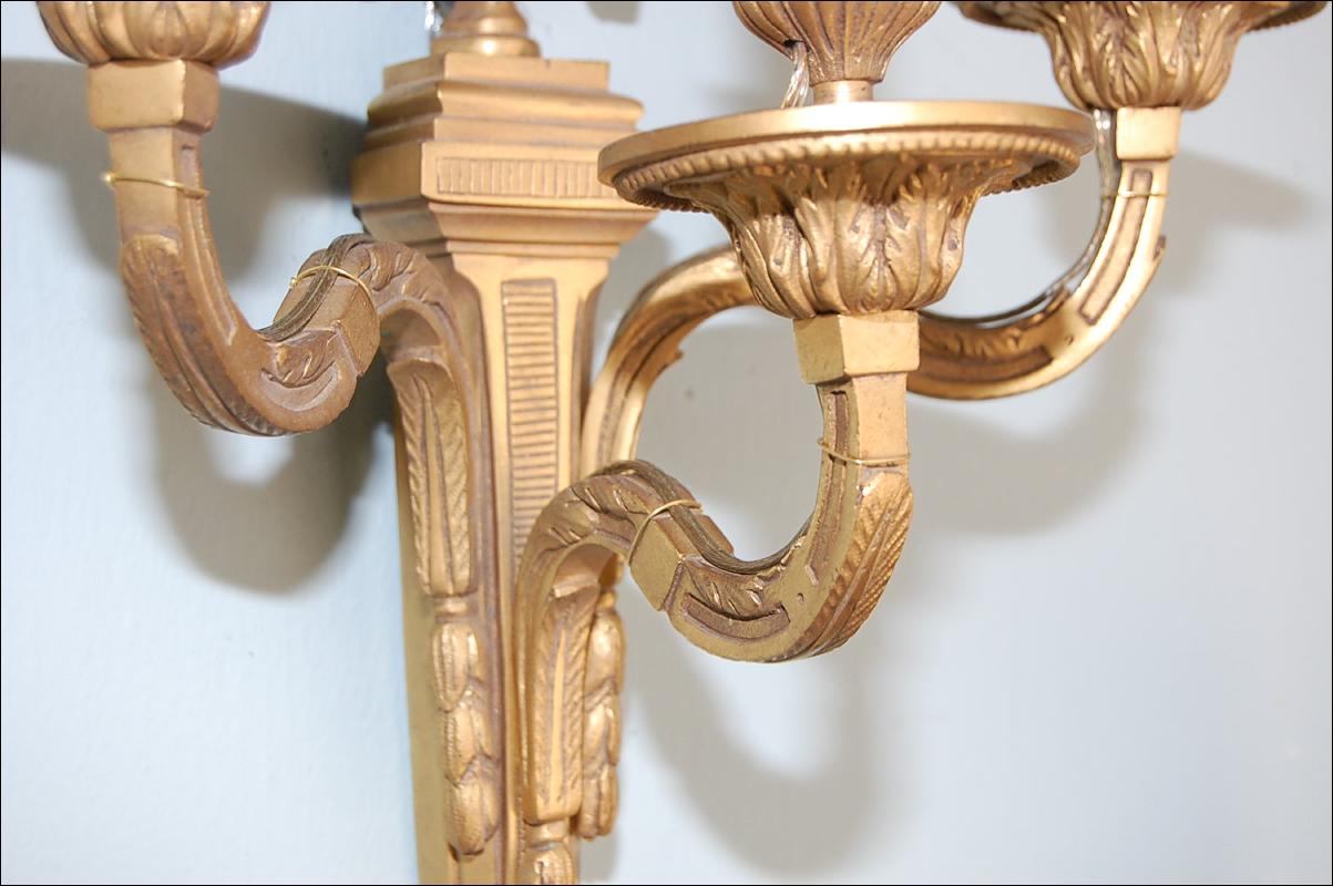 Pair French Bronze Sconces
