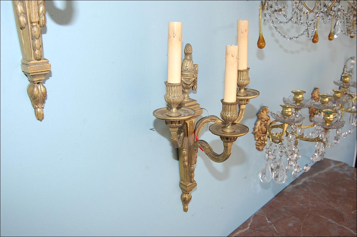 Pair French Bronze Sconces