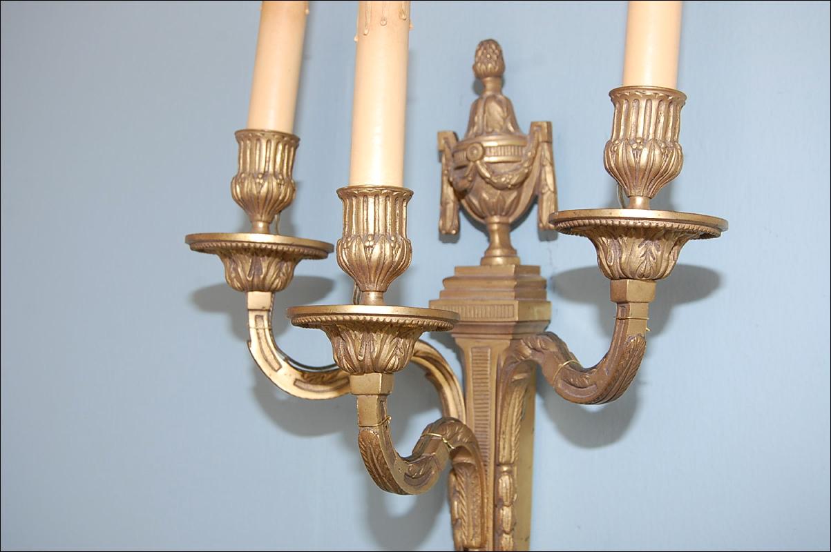 Pair French Bronze Sconces