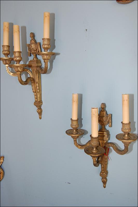 Pair French Bronze Sconces