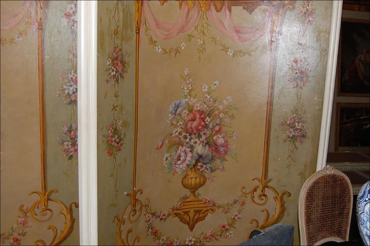 Large Pair French Painted Panels