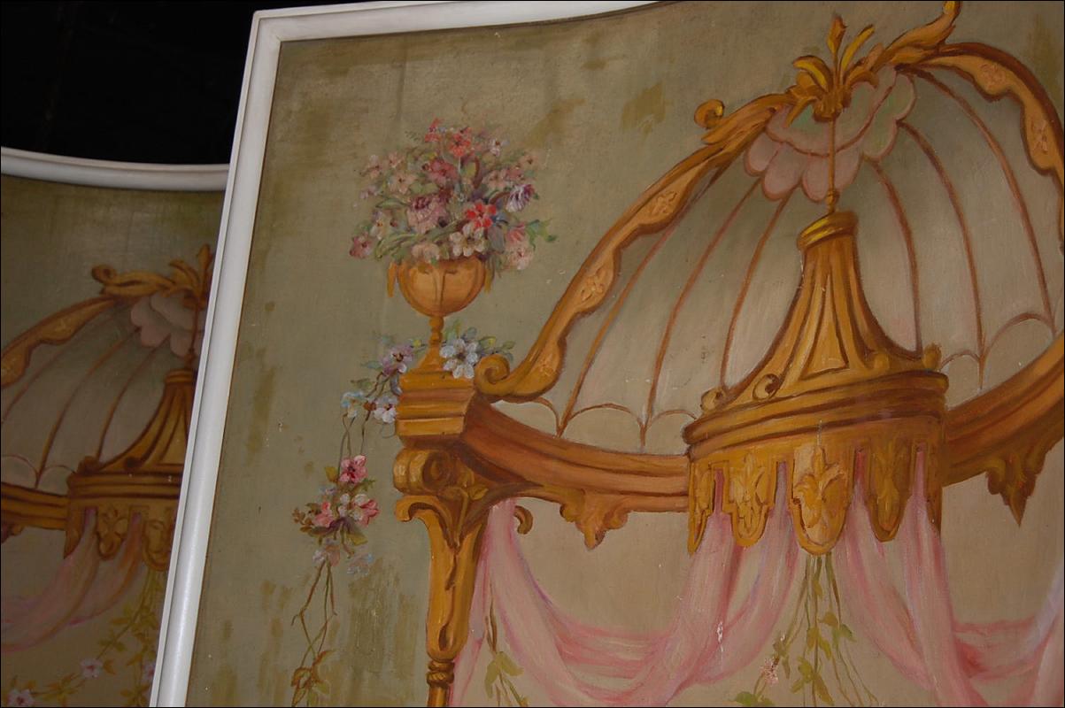 Large Pair French Painted Panels
